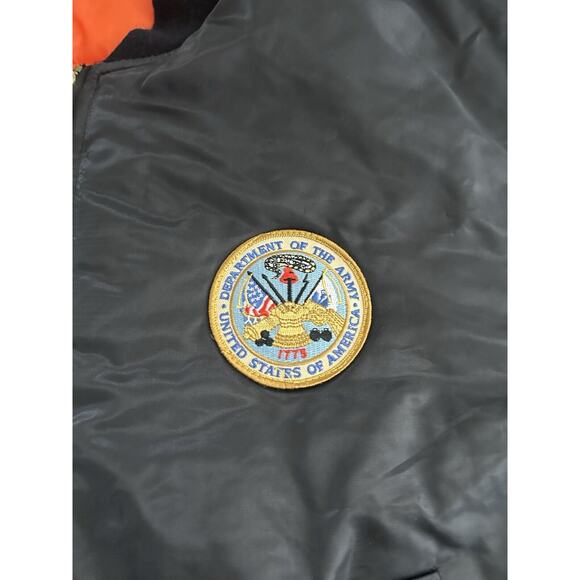 Vintage MA-1 Rothco Ultra Force Jacket Large Black Army Flyer Patches Bomber - Picture 10 of 13